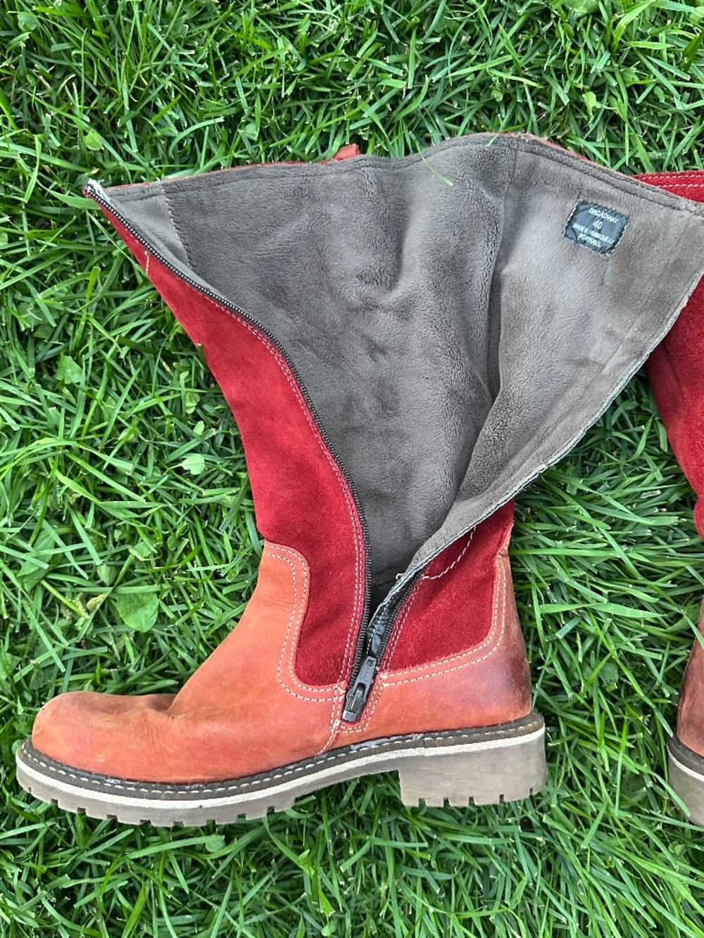 Bos.&co red suede boots cowboy style - Picture 3 of 7
